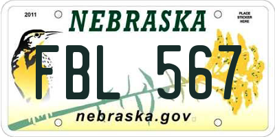 NE license plate FBL567
