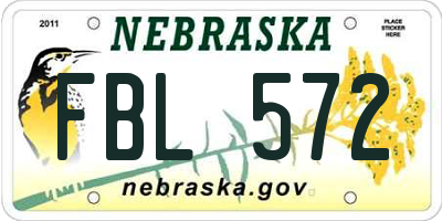 NE license plate FBL572