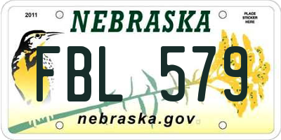 NE license plate FBL579
