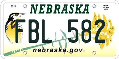 NE license plate FBL582