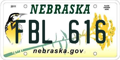 NE license plate FBL616