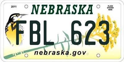 NE license plate FBL623