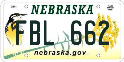 NE license plate FBL662