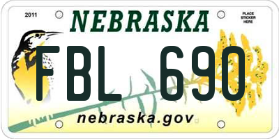 NE license plate FBL690