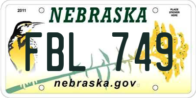 NE license plate FBL749