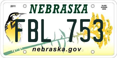 NE license plate FBL753