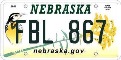 NE license plate FBL867