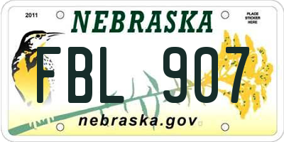 NE license plate FBL907