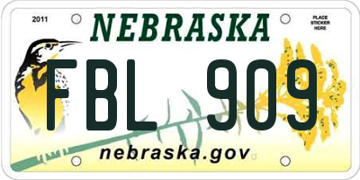 NE license plate FBL909