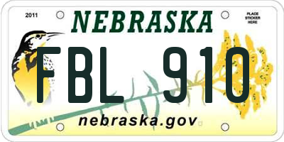 NE license plate FBL910