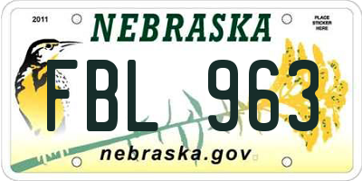 NE license plate FBL963