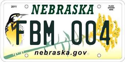 NE license plate FBM004