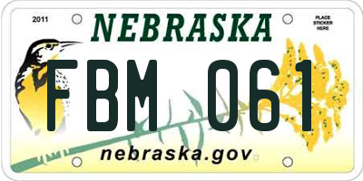 NE license plate FBM061