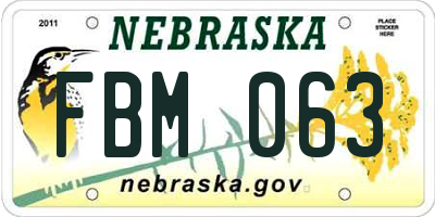 NE license plate FBM063