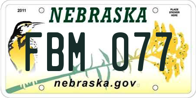 NE license plate FBM077