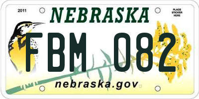 NE license plate FBM082