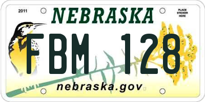NE license plate FBM128