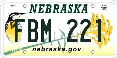 NE license plate FBM221