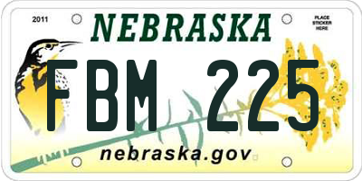 NE license plate FBM225