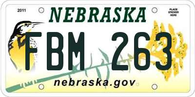 NE license plate FBM263