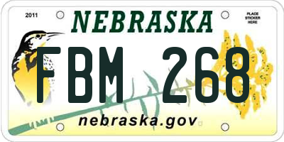 NE license plate FBM268