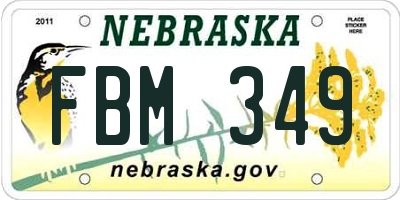 NE license plate FBM349