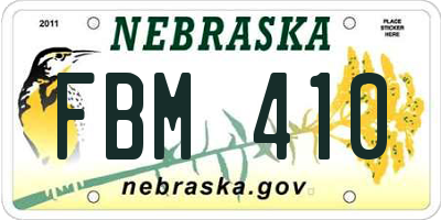 NE license plate FBM410