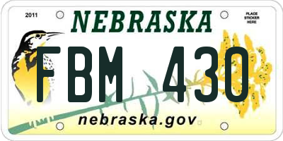 NE license plate FBM430