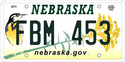 NE license plate FBM453