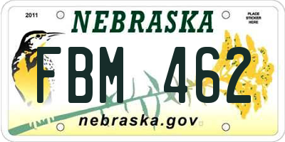 NE license plate FBM462