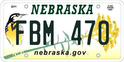 NE license plate FBM470
