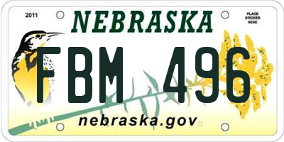 NE license plate FBM496