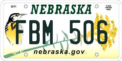 NE license plate FBM506