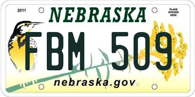 NE license plate FBM509