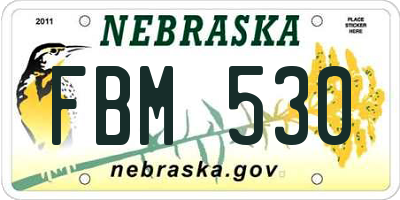 NE license plate FBM530