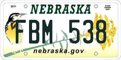 NE license plate FBM538