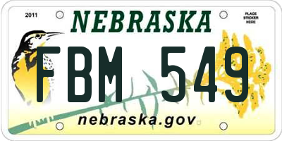 NE license plate FBM549