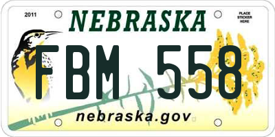 NE license plate FBM558