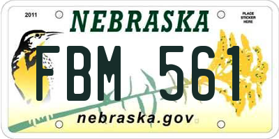NE license plate FBM561