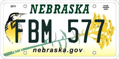 NE license plate FBM577