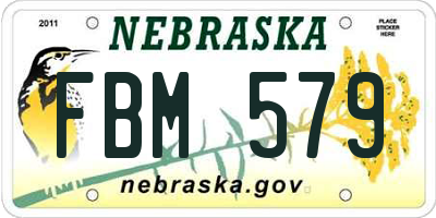 NE license plate FBM579
