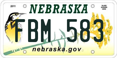 NE license plate FBM583