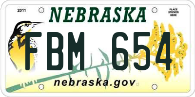 NE license plate FBM654