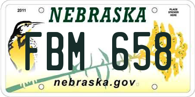 NE license plate FBM658