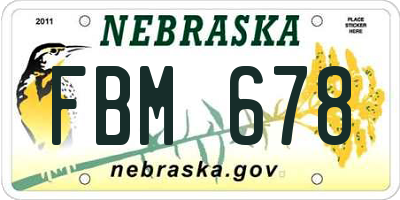 NE license plate FBM678