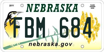 NE license plate FBM684