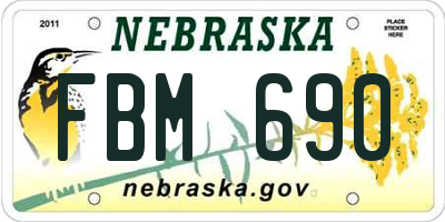 NE license plate FBM690