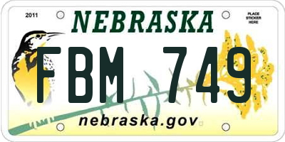 NE license plate FBM749