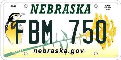 NE license plate FBM750