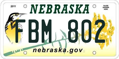 NE license plate FBM802